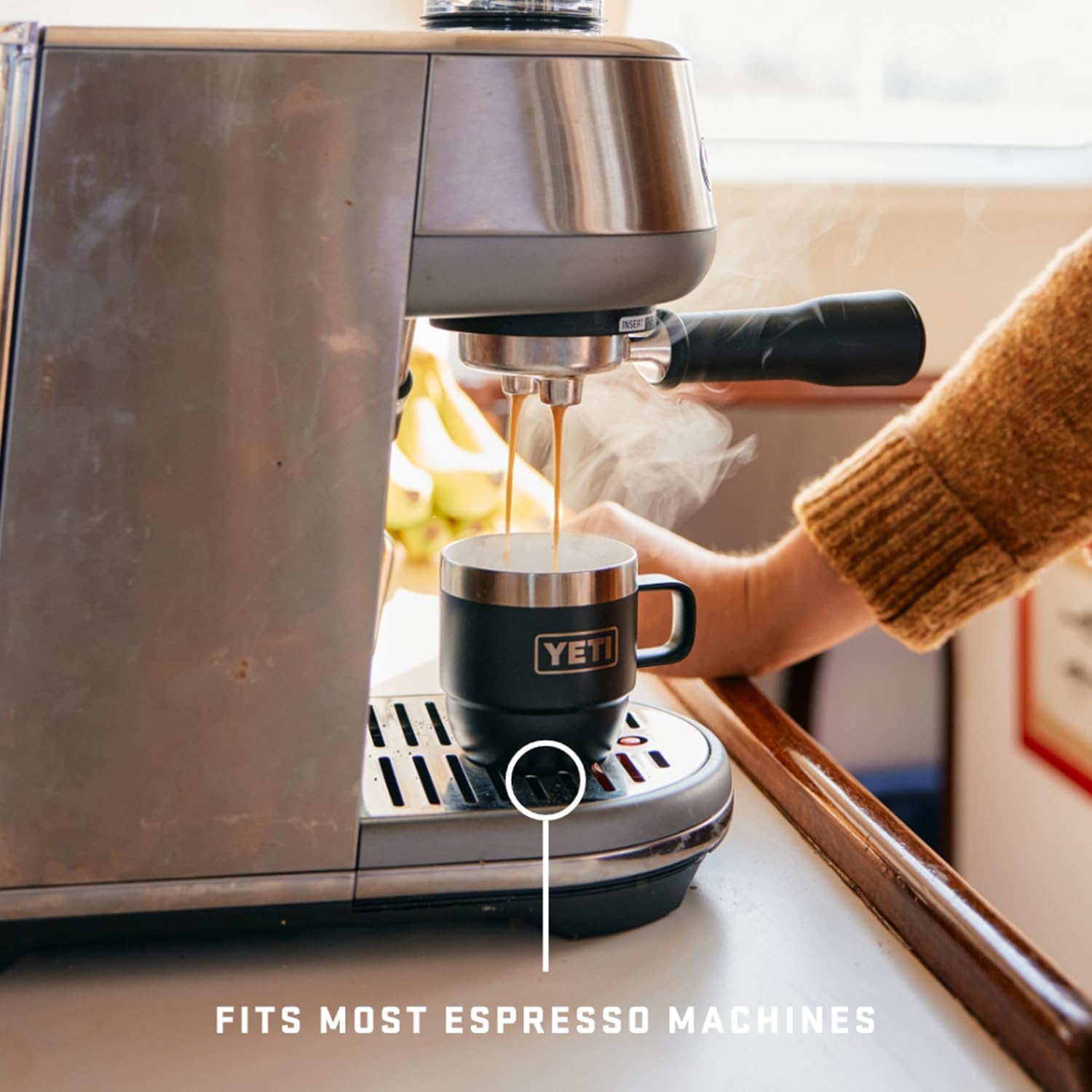 Yeti Rambler 6 Oz Stackable Mug, Stainless Steel, Vacuum Insulated Espresso/Coffee Mug, 2 Pack, Black